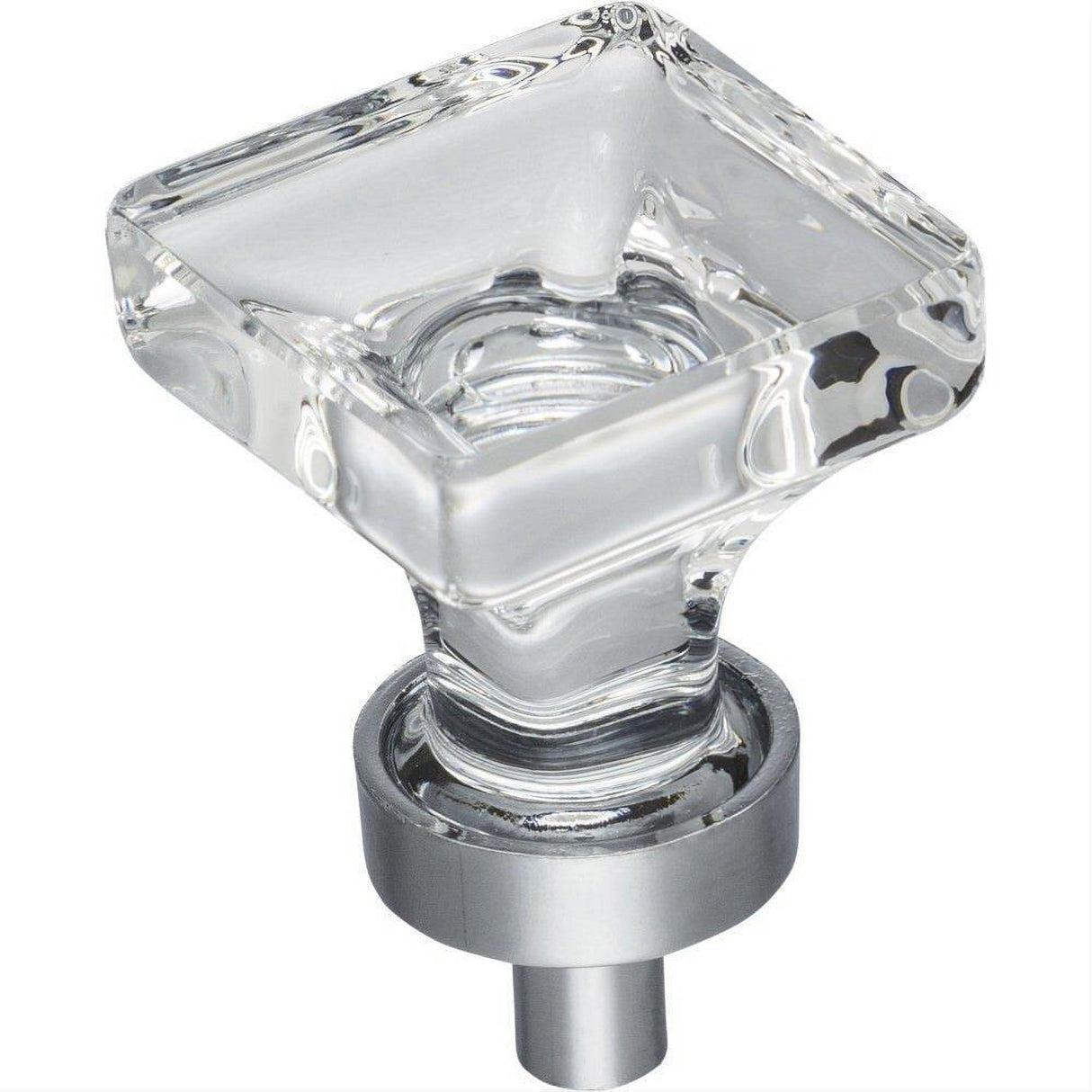Jeffrey Alexander G140PC G140 Harlow 1" Zinc Small Square Glass Cabinet Knob Polished Chrome