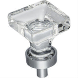 Jeffrey Alexander G140PC G140 Harlow 1" Zinc Small Square Glass Cabinet Knob Polished Chrome