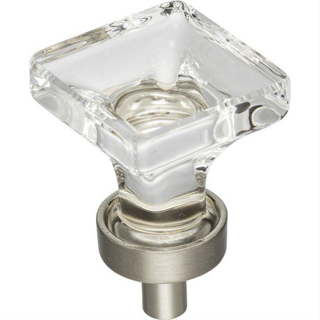 Jeffrey Alexander G140SN G140 Harlow 1" Zinc Small Square Glass Cabinet Knob Satin Nickel