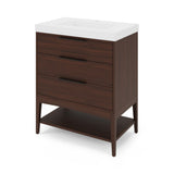 Jeffrey Alexander Gardner 31" Dark Walnut Single Sink Bathroom Vanity with White Resin Top - Single-Hole Faucet Top - VKGAR30DWWDDWRE
