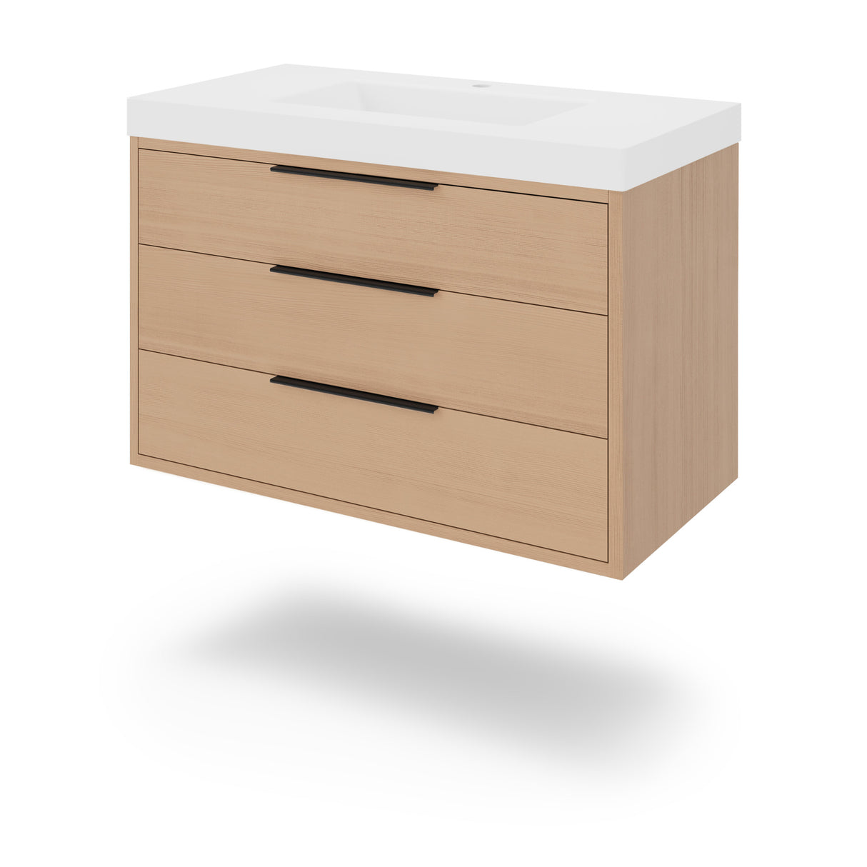 Jeffrey Alexander Gardner 37" Natural Oak Single Sink Bathroom Vanity with White Resin Top - Single-Hole Faucet Top - VKGAR36NORE