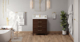 Jeffrey Alexander Katara 30" Dark Walnut Single Sink Bathroom Vanity with White Quartz Top - 8 in. Widespread Faucet Top - VKITKAT30DWWQR1