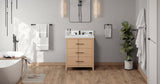 Jeffrey Alexander Katara 30" Natural Oak Single Sink Bathroom Vanity with White Quartz Top - 8 in. Widespread Faucet Top - VKITKAT30NOWQR