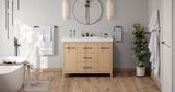 Jeffrey Alexander VKITKAT48NORER Katara 48" Natural Oak Single Sink Bathroom Vanity with White Resin Top - 8 in. Widespread Faucet Top