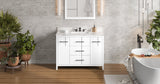 Jeffrey Alexander VKITKAT48WHCQR Katara 48" White Single Sink Bathroom Vanity with Calacatta Vienna Quartz Top - 8 in. Widespread Faucet Top