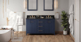 Jeffrey Alexander VKITKAT60BLBGR Katara 60" Hale Blue Double Sink Bathroom Vanity with Black Granite Top - 8 in. Widespread Faucet Top
