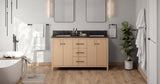 Jeffrey Alexander VKITKAT60NOLSR Katara 60" Natural Oak Double Sink Bathroom Vanity with Blue Limestone Top - 8 in. Widespread Faucet Top