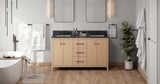Jeffrey Alexander VKITKAT60NOMGR Katara 60" Natural Oak Double Sink Bathroom Vanity with Grey Marble Top - 8 in. Widespread Faucet Top