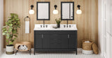 Jeffrey Alexander VKITTHE60BKCQR Theodora 60" Black Double Sink Bathroom Vanity with Calacatta Vienna Quartz Top - 8 in. Widespread Faucet Top