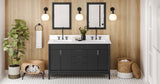 Jeffrey Alexander VKITTHE60BKWQR Theodora 60" Black Double Sink Bathroom Vanity with White Quartz Top - 8 in. Widespread Faucet Top