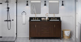 Jeffrey Alexander VKITTHE60DWBGR Theodora 60" Dark Walnut Double Sink Bathroom Vanity with Black Granite Top - 8 in. Widespread Faucet Top