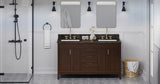 Jeffrey Alexander VKITTHE60DWLSR Theodora 60" Dark Walnut Double Sink Bathroom Vanity with Blue Limestone Top - 8 in. Widespread Faucet Top