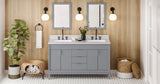 Jeffrey Alexander VKITTHE60GRWCR Theodora 60" Grey Double Sink Bathroom Vanity with White Carrara Marble Top - 8 in. Widespread Faucet Top