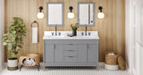 Jeffrey Alexander VKITTHE60GRWQR Theodora 60" Grey Double Sink Bathroom Vanity with White Quartz Top - 8 in. Widespread Faucet Top