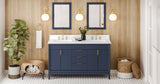 Jeffrey Alexander VKITTHE60BLWQR Theodora 60" Hale Blue Double Sink Bathroom Vanity with White Quartz Top - 8 in. Widespread Faucet Top