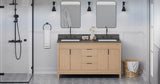 Jeffrey Alexander VKITTHE60NOGQR Theodora 60" Natural Oak Double Sink Bathroom Vanity with Grey Quartz Top - 8 in. Widespread Faucet Top