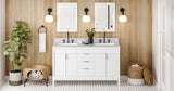Jeffrey Alexander VKITTHE60WHWCR Theodora 60" White Double Sink Bathroom Vanity with White Carrara Marble Top - 8 in. Widespread Faucet Top