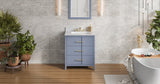 Jeffrey Alexander VKITKAT30BSWCR Katara 30" Blue Steel Single Sink Bathroom Vanity with White Carrara Marble Top - 8 in. Widespread Faucet Top