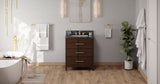 Jeffrey Alexander VKITKAT30DWMGR Katara 30" Dark Walnut Single Sink Bathroom Vanity with Grey Marble Top - 8 in. Widespread Faucet Top