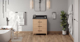 Jeffrey Alexander VKITKAT30NOBGR Katara 30" Natural Oak Single Sink Bathroom Vanity with Black Granite Top - 8 in. Widespread Faucet Top