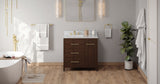 Jeffrey Alexander VKITKAT36DWWCR Katara 36" Dark Walnut Single Sink Bathroom Vanity with White Carrara Marble Top - 8 in. Widespread Faucet Top