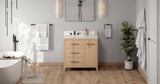 Jeffrey Alexander VKITKAT36NOCQR Katara 36" Natural Oak Single Sink Bathroom Vanity with Calacatta Vienna Quartz Top - 8 in. Widespread Faucet Top