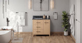 Jeffrey Alexander VKITKAT36NOMGR Katara 36" Natural Oak Single Sink Bathroom Vanity with Grey Marble Top - 8 in. Widespread Faucet Top