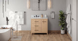Jeffrey Alexander VKITKAT36NOWCR Katara 36" Natural Oak Single Sink Bathroom Vanity with White Carrara Marble Top - 8 in. Widespread Faucet Top