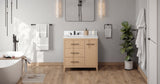 Jeffrey Alexander VKITKAT36NOWQR Katara 36" Natural Oak Single Sink Bathroom Vanity with White Quartz Top - 8 in. Widespread Faucet Top