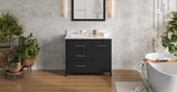 Jeffrey Alexander VKITKAT42BKCQR Katara 42" Black Single Sink Bathroom Vanity with Calacatta Vienna Quartz Top - 8 in. Widespread Faucet Top