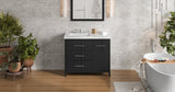 Jeffrey Alexander VKITKAT42BKRER Katara 43" Black Single Sink Bathroom Vanity with White Resin Top - 8 in. Widespread Faucet Top