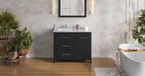 Jeffrey Alexander VKITKAT42BKWCR Katara 42" Black Single Sink Bathroom Vanity with White Carrara Marble Top - 8 in. Widespread Faucet Top