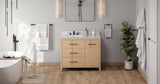 Jeffrey Alexander VKITKAT42NOWCR Katara 42" Natural Oak Single Sink Bathroom Vanity with White Carrara Marble Top - 8 in. Widespread Faucet Top