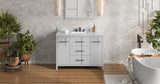Jeffrey Alexander VKITKAT48GRWCR Katara 48" Grey Single Sink Bathroom Vanity with White Carrara Marble Top - 8 in. Widespread Faucet Top