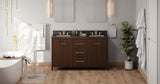 Jeffrey Alexander VKITKAT60DWLSR Katara 60" Dark Walnut Double Sink Bathroom Vanity with Blue Limestone Top - 8 in. Widespread Faucet Top