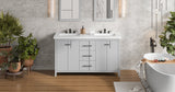 Jeffrey Alexander VKITKAT60GRRER Katara 61" Grey Double Sink Bathroom Vanity with White Resin Top - 8 in. Widespread Faucet Top