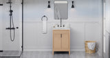 Jeffrey Alexander VKITTHE24NOCQR Theodora 24" Natural Oak Single Sink Bathroom Vanity with Calacatta Vienna Quartz Top - 8 in. Widespread Faucet Top