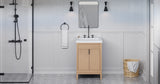 Jeffrey Alexander VKITTHE24NORER Theodora 24" Natural Oak Single Sink Bathroom Vanity with White Resin Top - 8 in. Widespread Faucet Top
