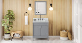 Jeffrey Alexander VKITTHE30GRWCR Theodora 30" Grey Single Sink Bathroom Vanity with White Carrara Marble Top - 8 in. Widespread Faucet Top