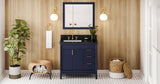 Jeffrey Alexander VKITTHE36BLBGR Theodora 36" Hale Blue Single Sink Bathroom Vanity with Black Granite Top - 8 in. Widespread Faucet Top