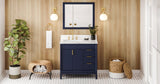 Jeffrey Alexander VKITTHE36BLCQR Theodora 36" Hale Blue Single Sink Bathroom Vanity with Calacatta Vienna Quartz Top - 8 in. Widespread Faucet Top