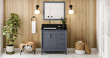 Jeffrey Alexander VKITTHE36BSBGR Theodora 36" Blue Steel Single Sink Bathroom Vanity with Black Granite Top - 8 in. Widespread Faucet Top
