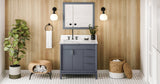 Jeffrey Alexander VKITTHE36BSCQR Theodora 36" Blue Steel Single Sink Bathroom Vanity with Calacatta Vienna Quartz Top - 8 in. Widespread Faucet Top