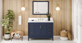 Jeffrey Alexander VKITTHE48BLWQR Theodora 48" Hale Blue Single Sink Bathroom Vanity with White Quartz Top - 8 in. Widespread Faucet Top