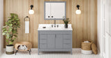 Jeffrey Alexander VKITTHE48GRCQR Theodora 48" Grey Single Sink Bathroom Vanity with Calacatta Vienna Quartz Top - 8 in. Widespread Faucet Top
