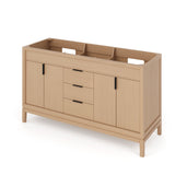 Jeffrey Alexander VKITTHE60NOWCR Theodora 60" Natural Oak Double Sink Bathroom Vanity with White Carrara Marble Top - 8 in. Widespread Faucet Top