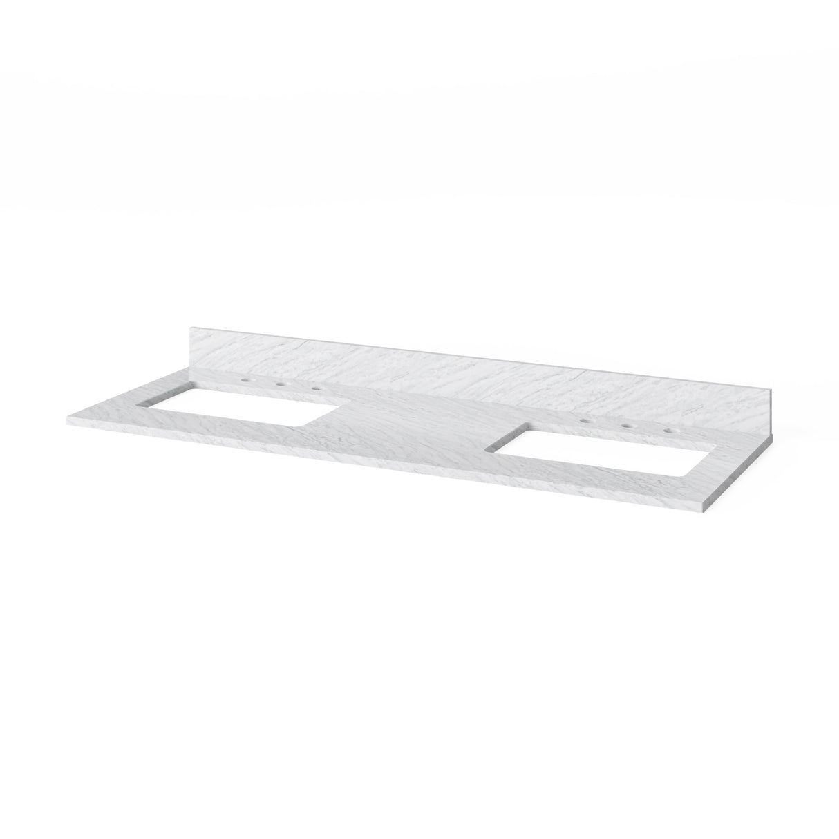 Jeffrey Alexander VKITTHE60NOWCR Theodora 60" Natural Oak Double Sink Bathroom Vanity with White Carrara Marble Top - 8 in. Widespread Faucet Top