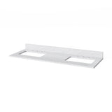 Jeffrey Alexander VKITTHE60NOWCR Theodora 60" Natural Oak Double Sink Bathroom Vanity with White Carrara Marble Top - 8 in. Widespread Faucet Top