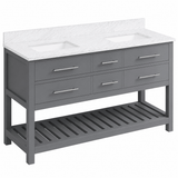 Jeffrey Alexander VKITWAV60GRWCR Wavecrest 60" Grey Double Sink Bathroom Vanity with White Carrara Marble Top