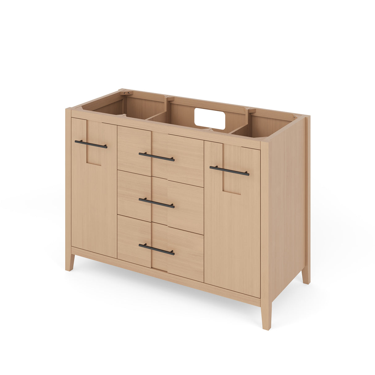 Jeffrey Alexander Katara 48" Natural Oak Single Sink Bathroom Vanity with Calacatta Vienna Quartz Top - 8 in. Widespread Faucet Top product image 2